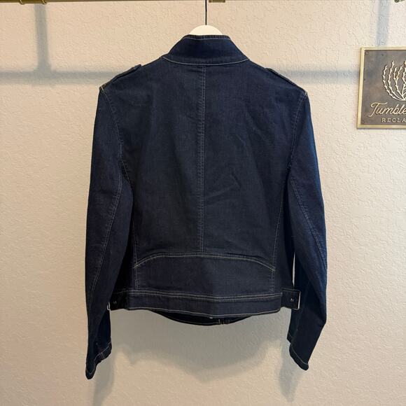 Lauren Ralph Lauren Denim Blue Jean Snap and Zip Motorcycle Jacket Size 16. NEW - Picture 7 of 10